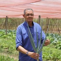 O Presidente da Cohidro se impressiona com a qualidade das verduras cultivadas na estufa de Gidelson