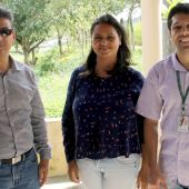 Na Astrapicica, Emanuel Carneiro e José Bomfim Júnior, da Conab e Raine Costa do Cras de Areia Branca - Foto Ariel Carmo Ascom-Cohidro