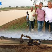 Povoado Aningas em Glória (depois) com Jackson Barreto fazendo a entrega barragem recuperada e cheia - Foto André Moreia (ASN)