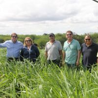 Presidente Carlos Melo, diretor João Fonseca e funcionários da Cohidro em Canindé visitando o projeto piloto do Balde Cheio implantado por Everaldo Mariano - Foto Fernando Augusto (Ascom-Cohidro)