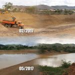 Primeira a ser recuperada, barragem no povoado Alagadiço encheu nas primeiras chuvas e persistiu até as trovoadas para uma nova recarga (foto-montagem Ascom Cohidro - Fernando Augusto)